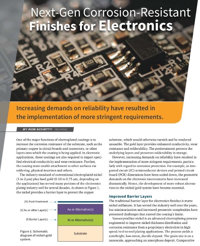 Beyond Ni/Au Next Generation Corrosion-Resistant Finishes for Electronics Applications