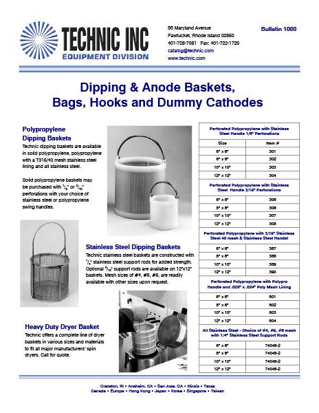 Perforated Polypropylene and Stainless Steel Dipping and Dryer Baskets