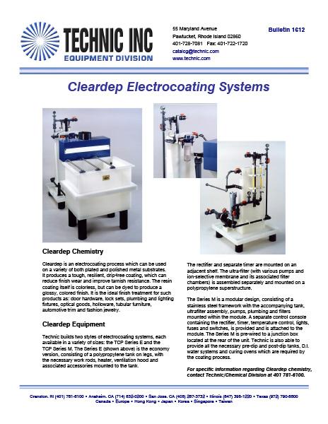 Cleardepth Electrocoating System